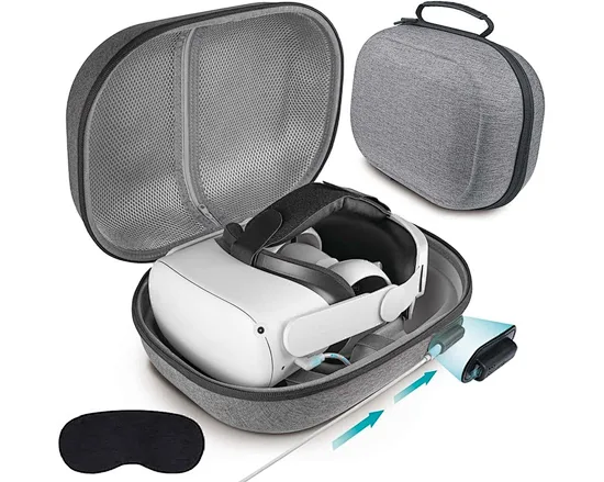 Our traveling carrying case for Oculus quest 2 accessories features a USB charging port on the hard shell case surface with a Built-in 15w type C fast charging cable, Just connect a charger or power bank to charge your device anytime.